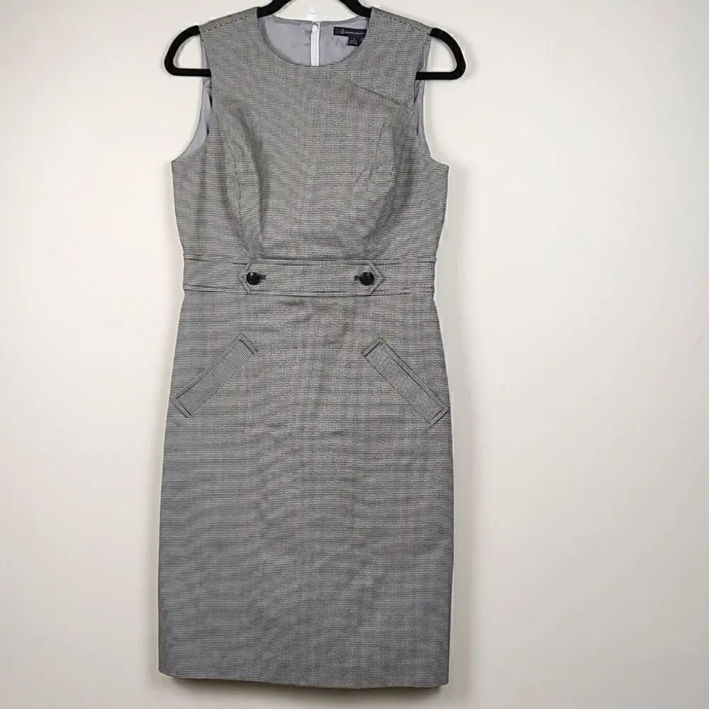 Brooks Brothers Classic Black & White Houndstooth Sleeveless Sheath Dress